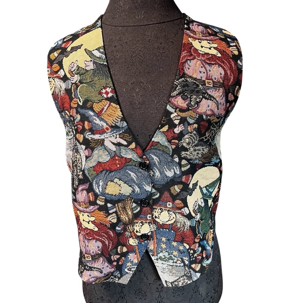 Paul Harris Designs Halloween With Tapestry Vest Vintage Made In USA Medium - Picture 10 of 10